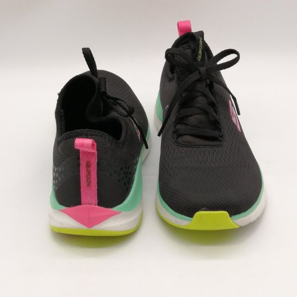 Skechers Womens Sneakers Black Lace Up Memory Foam Round Toe Wedge Heel  7 - Picture 3 of 9